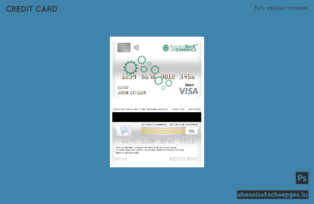 Beispielvorschau der Visa-Debitkarte der Dominica National Bank